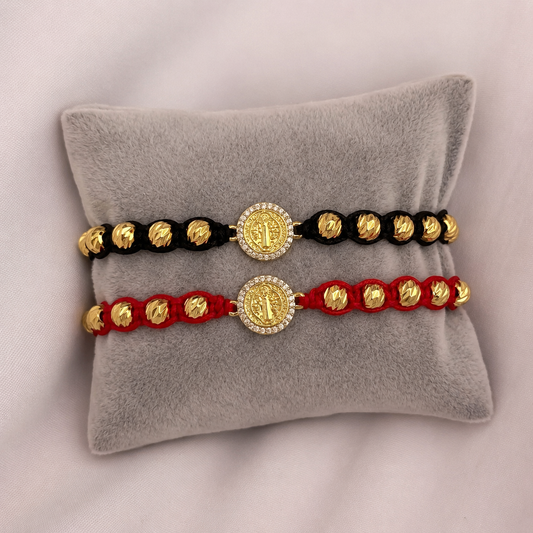 Pulsera San Benito Negro Y Rojo