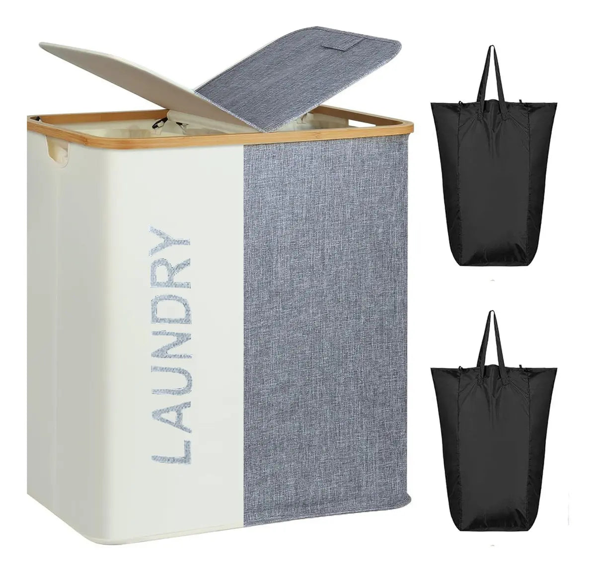Cesta Doble Para Ropa Con Tapa