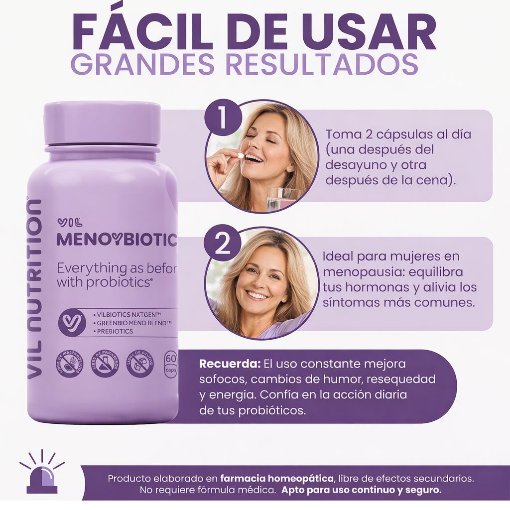 VIL MENOYBIOTIC®: Menopausia tranquila, pide la tuya