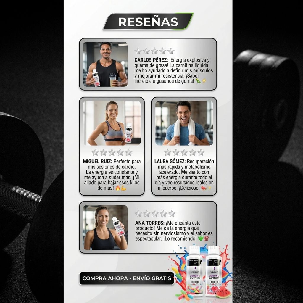 CARNITINE 3000  Quema grasa difícil y entrena con energía explosiva